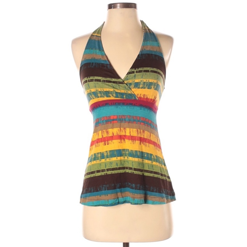 Mudd S yellow red green blue v-neck halter top